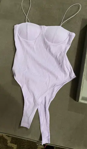 Timing Purple Ribbed Bodysuit