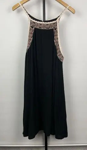 House of Harlow 1960 June Embroidered Black Gauze Boho Mini Dress Size Medium