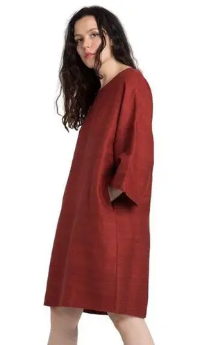 KAAREM Women Phoenix 3/4 Sleeve Boatneck Silk Mini Dress Size Small Red