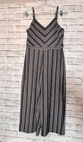 Black and White Pleated Midi romper with Spaghetti Straps