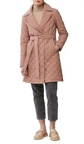 SOIA & KYO NWT Amara Quilted Coat Jacket Tie Belt Clay Women's Size Small Petite