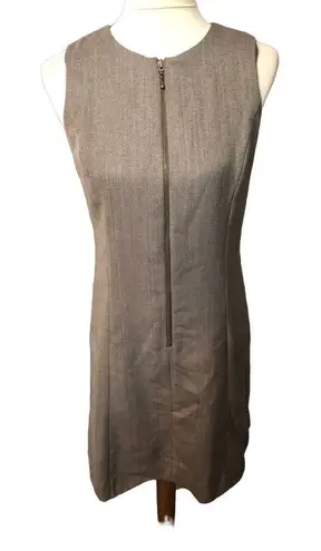 Rafaella Vintage wool sheath gray taupe front zip accent sheath career dress Siz