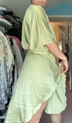 Amazon Satin Flowy Green Dress