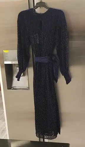 The Great ππ The Merry Dress ~ Navy Blue Velvet Burnout Polka Dot Midi M NWT