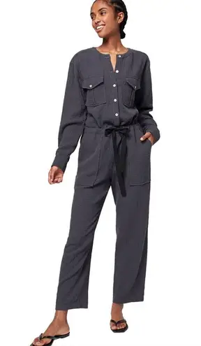 Faherty Dream Gauze Cotton Long Sleeve Jumpsuit Grey Gray Small $178