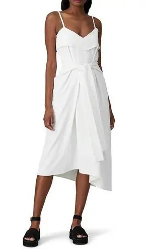 COLOVOS Women's White Tank Tie Front Sleeveless Midi Dress Size 2