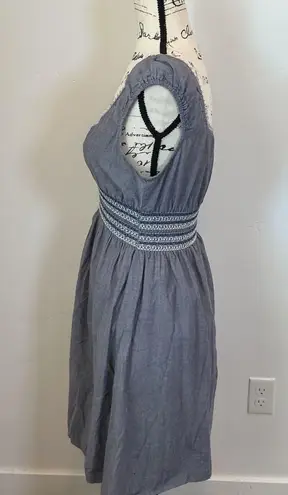 Speed Control New York Dress Medium Blue Chambray V Neck Sleeveless Summer