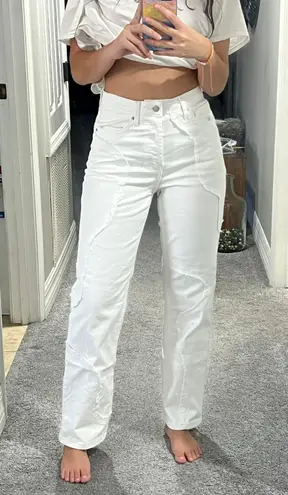 Wild Fable High Rise White Pants With Unique Patchwork Design