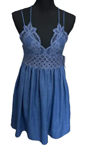 Hummingbird Humminbird Boho Lace Mini Dress Ooh La Luxe Destiny Navy Size Large Pockets - Image 1