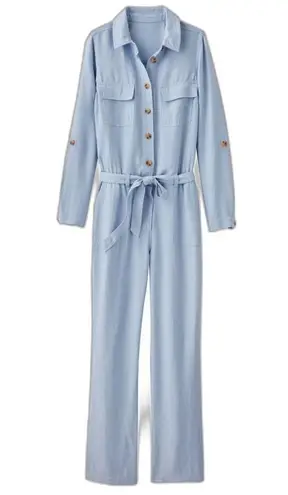 Soft Surroundings ladies Kerry jumpsuit linin blend button up cute soft size 10