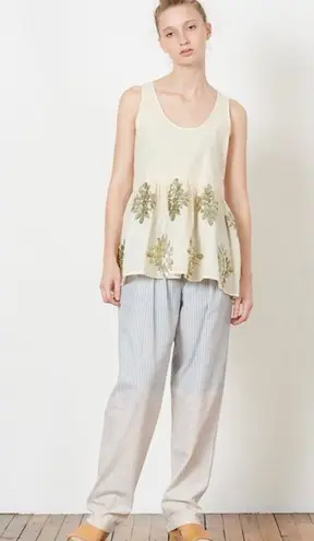 Caron Callahan 100% cotton Kate Tank in muslin with sequin applique NEW Gold Size XS