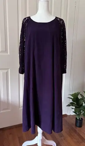 Julian Taylor | Plum Purple A-Line Dress 3/4 Length Lace Sleeves | Plus Sz 20W