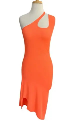 Opening Ceremony Orange Asymmetrical Neck Sleeveless Bodycon Sexy Neon Dress XS