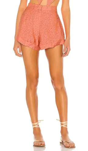 LPA NWOT Revolve Shorts Matching Set Sorbet Brocade Jacquard Print Bright Crop High Rise Shiny Jane Pia