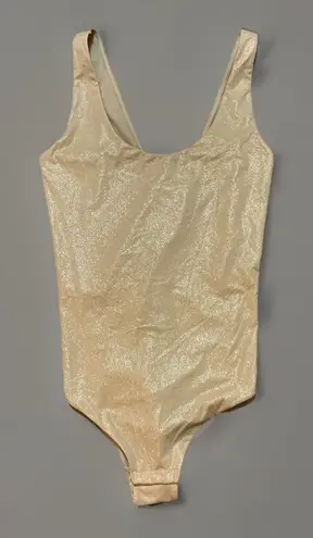 Stance Bodysuit Metallic Sleeveless One Piece Sporty Black Trim Size Small Tan