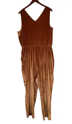 Ava & Viv 2X Brown Velvet Sleeveless Jumpsuit | V