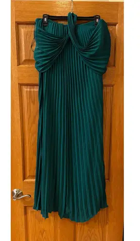 Reiss Roya Emerald Green Pleated Halter Midi Dress - Size 0 (see pics)