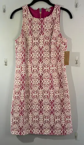 Daniel Cremieux Cremieux Sleeveless Lace Overlay Party Cocktail Sheath Dress Pink Lined Size 6 - Image 1