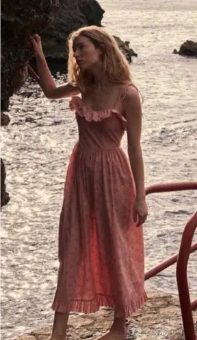 Doen 100% cotton midi dress in pink NWT NEW Size M