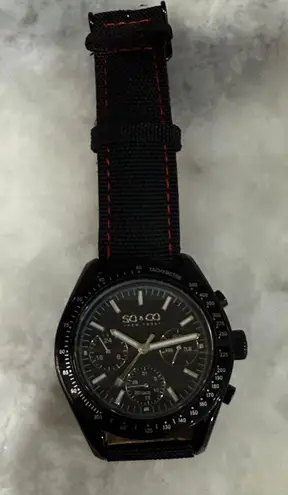 SO&CO New York Men’s Black Multifunction Watch 100M Tachymeter NATO Strap Quartz