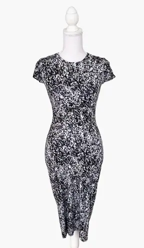 Nadia Tarr Skirt Top 2 piece SET Bodycon High Waisted Crop Splatter Print Small Black - Image 3