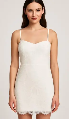 Lulus Dress Womens Medium White Lace Floral Mini Sheath YD3111A Bridal Party NWT