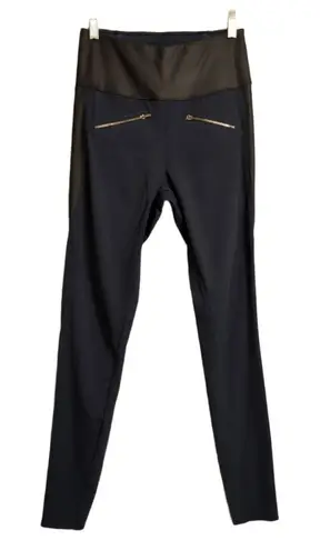 ADAY Throw It Higher Leggings Navy Black Zip Pockets High Waist Athleisure S