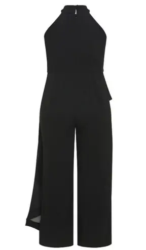 City Chic Mika Halter Jumpsuit Sheer Asymmetrical Ruffle Overlay Wide Leg 20