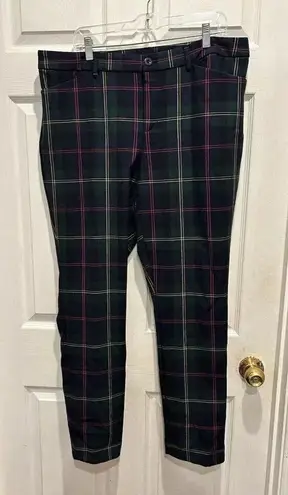 Christopher & Banks Pants Womens 16 Green Plaid Mid-Rise Holiday Party Festive