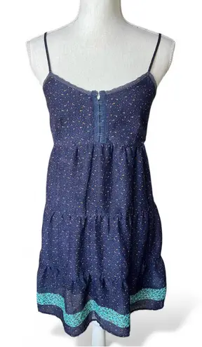 Vintage Y2K blue floral mini dress cottagecore boho farmcore western medium