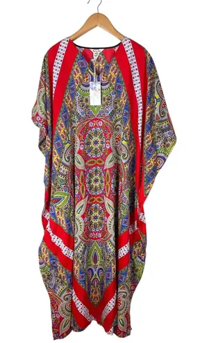 NWT Gypsie Blu Kaftan House Dress Beach MuMu OS Fits Most Multicolor Long Multiple