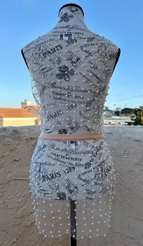 Hot & Delicious Beach Bunny Glitzy girl pearl mesh top skirt bikini cover up set