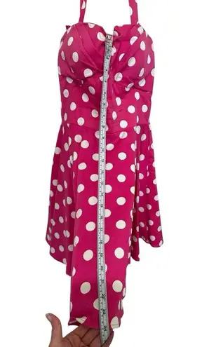 Vintage Y2K IXIA Pink Polkadot Dress Women Babydoll Halter Rockabilly Lolita L Size L