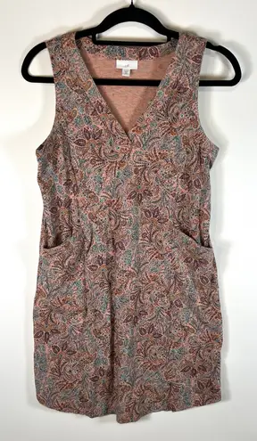 J Jill Womens Pink Brown Paisley Sleeveless V