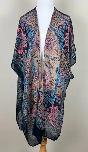 Soft Surroundings Kimono Topper One Size Colorful Floral Paisley Lightweight