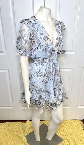 Aura Red Dress Boutique Romantic Antics Floral Print Tie Front Ruffle Mini Dress