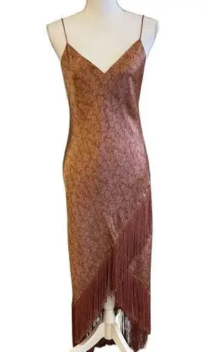 Cami NYC Womens Floral Silk Slip Dress Size M Fringe Gatsby Wedding Party Glam