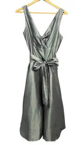 Max and Cleo Cocktail Dress Womens 6 Greyish V-Neck Tie-Waist Elegant Chic