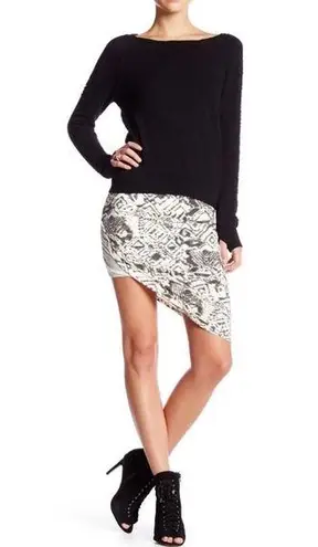 Pam & Gela new ✲ Asymmetric Drape Stretch Knit Skirt ✲ Stone Print ✲ Size Small