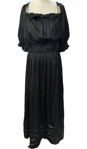 Cleobella silky black  Jasmine Maxi Dress Women’s Size medium Puff Sleeves Solid