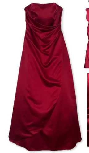 David's Bridal Dark Red Strapless David’s Bridal Formal Gown Prom Bridesmaids Gala‎ - Image 2