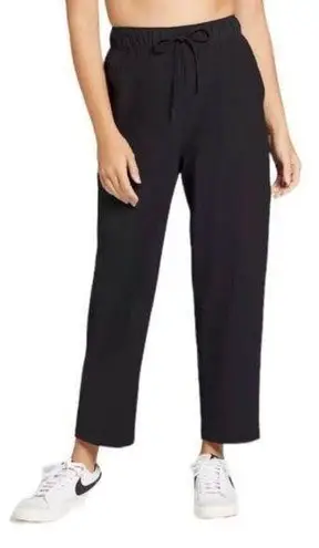 Calia by Carrie Calia Nyluxe Barrel Pant Pure Black Slim Ankle Drawstring Elastic Waistband M