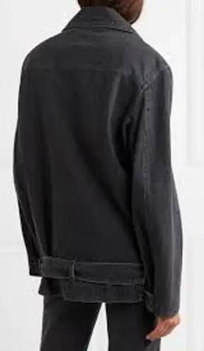 Nanushka Charcoal Black Cite Oversized Denim Belted Moto Biker Jacket Size XS