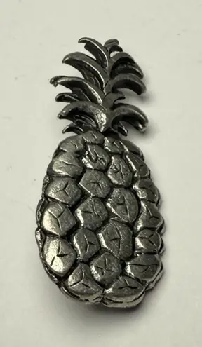 Metzke Pineapple Fruit Brooch Pin Pewter Tone Signed Silver