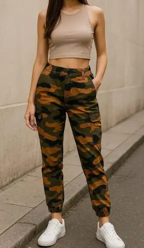 Vip Jeans Camo Jogger Pants Sculpting Stretch Cargo Style Women’s 7/8
