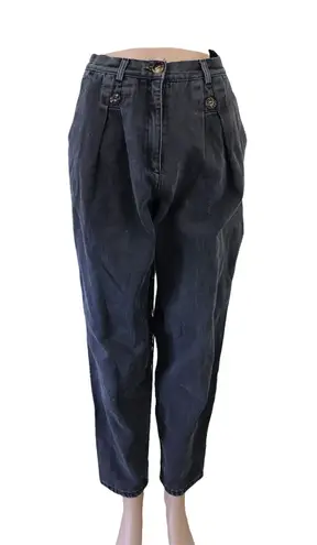 Vintage 80s 90s Black High Waist Relaxed Fit Tapered Mom Jeans Size 28