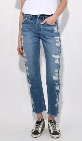 3 X 1 Denim Button Fly Higher Ground Boyfriend Slim Distressed Jeans Size 25