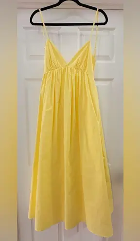 NWT Commense Open Back Midi Sun dress 100% Cotton Butter Yellow sz Medium