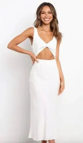 Petal and Pup  White Apollo Twist Front Cut Out Midi Dress 2