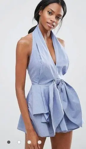 C/MEO COLLECTIVE Conquer Shirting Romper Blue Small